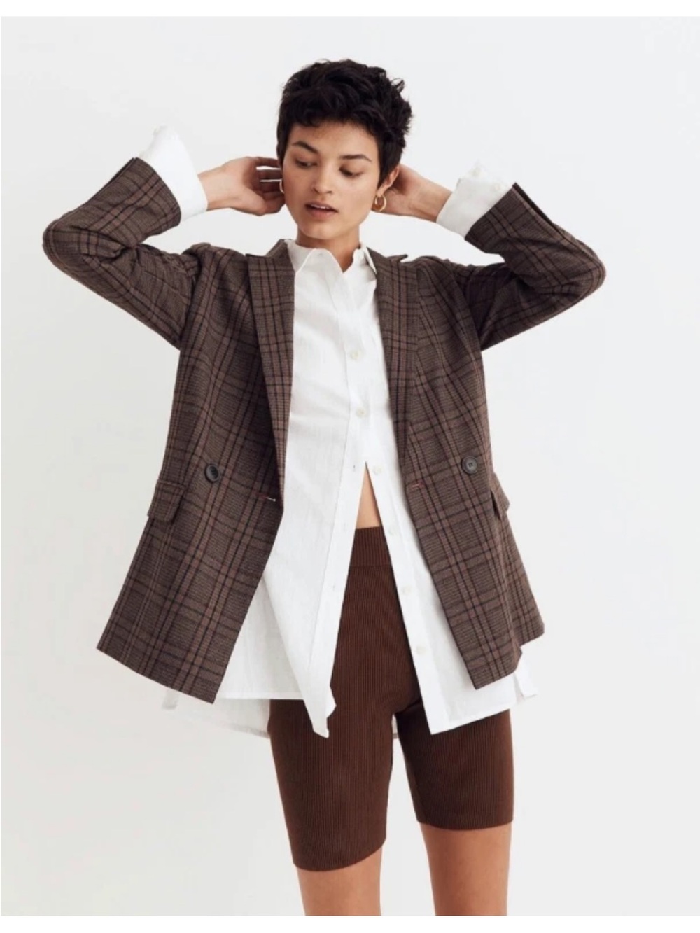Madewell Caldwell Double-Breasted Blazer in Hedden Plaid